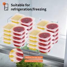 20 piezas Contenedor de condimento de doble compartimento, contenedores de aperitivos reutilizables, contenedores de condimentos con tapas, contenedores para salsas, aperitivos, comida para llevar, viajes y campamentos al aire libre - Multicolor - Ver 4