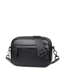 男士时尚休闲斜挎包，大容量，青春礼物，街头风格，新设计 - 黑色 - 查看 8