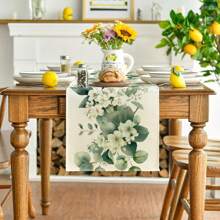 Nappe florale de camélia pour l'été, décoration de table de cuisine/salle à manger à motif de feuilles botaniques printanières pour la maison et les fêtes