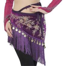 Women's Tassel Belly Dance Hip Scarf With Gold Coin Tassel Triangle Scarf Belt Skirt Carnival Stage Performance Carnival Waist Chain Embroidered Shawl Hip Triangle Scarf Latin Dance Sequin Tassel Hip Scarf - Multicolor - View 4