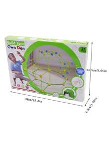 儿童堡垒建筑套件，87 件建筑玩具，STEM 教育礼物，室内和室外游戏帐篷创意套件，生日 - 彩色 - 查看 3