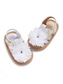 Infant Girls' Summer Rubber Sole Sandals, Princess Style Flower Slippers