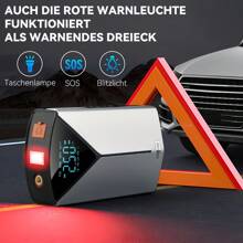 4-In-1 Multifunctional Car Battery Starter - Portable Power Bank With Air Compressor, LED Lighting And Air Pump, Suitable For 12V Vehicles - Compact And Reliable Car Battery Booster With Emergency Lighting - Silver - View 5