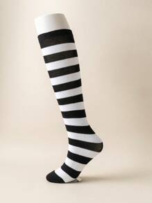 1双/包 女士日式条纹长筒袜 COSPLAY 动漫派对角色扮演条纹少女长筒袜，Y2K风格，舒适袜子