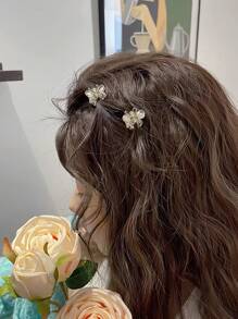 6pcs Transparent Floral Hair Clips, Fashionable Bangs Side Hair Clips, Delicate Hair Accessories