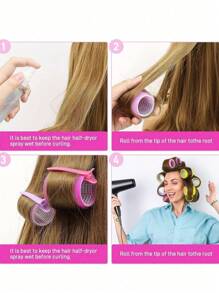 36pcs Self-Adhesive Hair Rollers Set For Different Hair Lengths, Heatless Curlers With Clips As Diy Hair Styling Tool