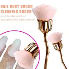 1支装美甲粉尘刷，粉色玫瑰造型，清洁刷，适用于指甲、化妆品、粉底、腮红的清洁和修剪，多功能玫瑰花美甲刷 - 指甲粉尘清洁刷、粉底、腮红化妆刷，旅行必备 - 粉色 - 查看 6