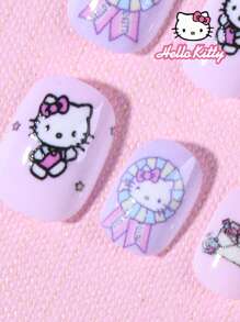 Sanrio Sanrio 24 stuks korte vierkante schattige 3D opdrukbare nagels passen perfect acryl nep nagels set, nagel voor meisjes en kinderen dagelijks gebruik en familiebijeenkomsten