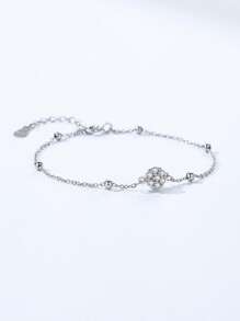 1pc 925 Sterling Silver Elegant Flower Adjustable Chain Bracelet For Woman Girl Brand Jewelry Party Gift - Silver - View 5