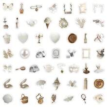 101 张白色美学贴纸乙烯基美学贴纸、贴花、剪贴簿、日记、保险杠、滑板、水瓶、卡通、安全帽、汽车贴纸 - 彩色 - 查看 3