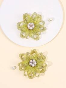 2 件花朵发夹，蕾丝仿珍珠发夹，纯色发饰，适合幼儿儿童派对礼物 - 髮夾 - 查看 2