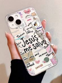 1 pieza Funda de teléfono transparente a prueba de golpes con gráfico de versículo bíblico TPU, compatible con iPhone 16 15 14 13 12 11 Pro Max, apta para la serie resistente al agua, a prueba de caídas y resistente a los arañazos - Multicolor - Ver 3