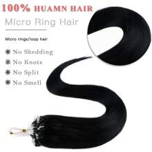 100 Strands Micro Loop Hair Extensions 16-22inch Straight Micro Link Real Human Hair Hair Extensions Invisible Micro Beads Micro Ring Hair Extensions Full Head Highlight - 彩色 - 查看 4