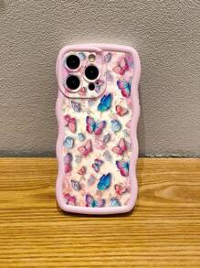 1pc Butterfly Wave Shape Anti-Fall Mobile Phone Case Compatible With IPhone/Galaxy/Infinix/Redmi/OPPO/VIVO/Itel/Tecno/MOTO - Pink - View 5