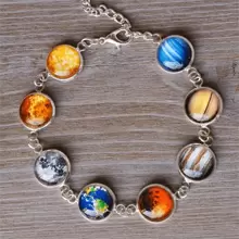 Galactic Charm Bracelet - Space Planet Solar System Inspired, Earth, Moon Fashionable Galaxy Nebula Jewelry, Amateur Astronomer Gift For Men Women Bracelet, Best Friends, Father's Day Gift, Adjustable Chain, Stylish Accessory - Multicolor - View 1