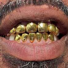THATBOY 2pcs/Set Hip Hop Rapper Fashion Jewelry For Vampire Grillz 18K Golden Silvery Color Plated Braces Vampire Wolf Teeth Grills,Halloween - Multicolor - View 6