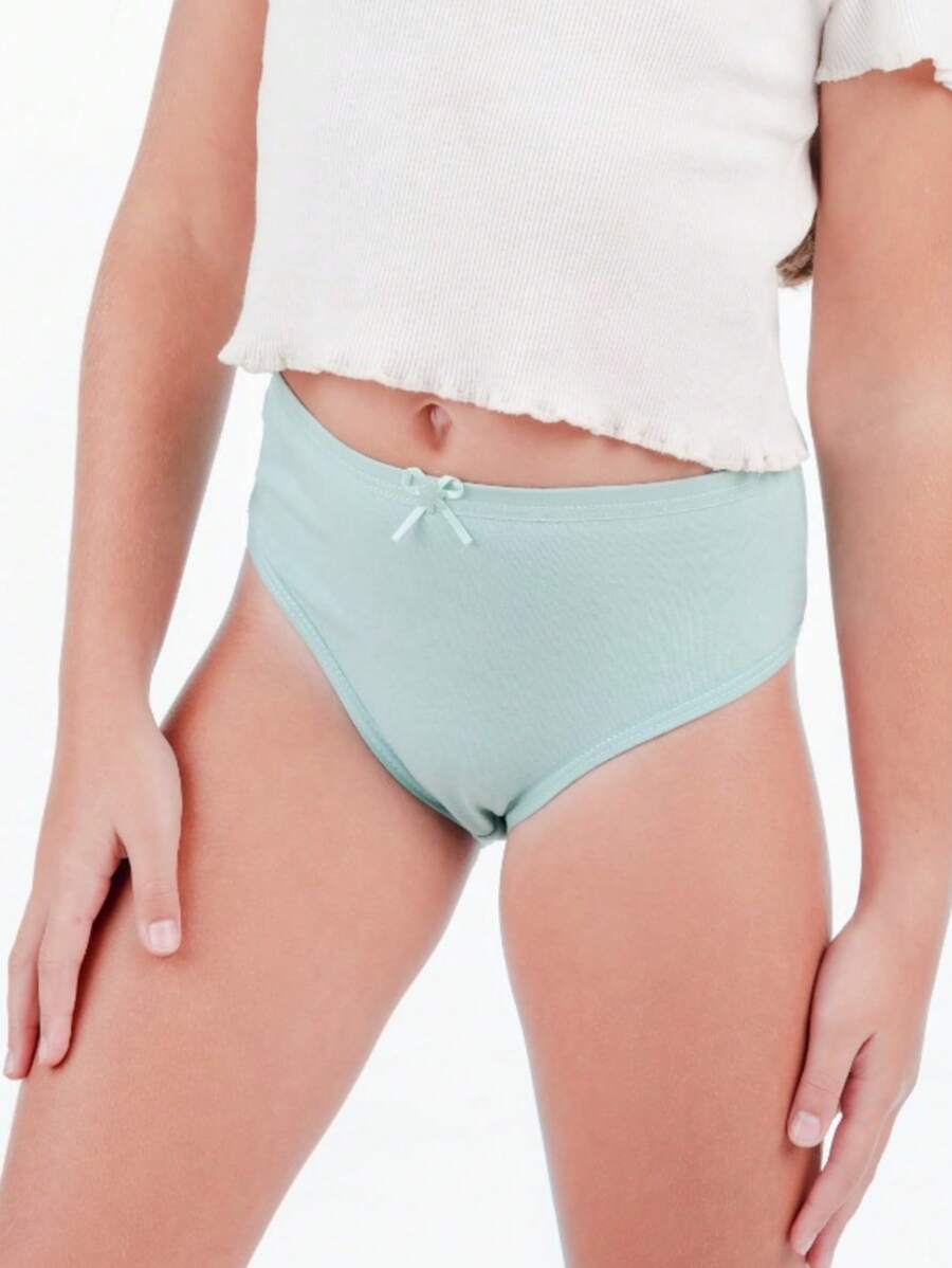 Kit Of 10 Girls' Panties, Cotton Thong, Youth Panties, Cotton Comfort, Plain, Assorted Colors - 彩色 - 查看 1