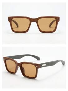 3pcs Vintage Square Frame Fashion Glasses For Men, High-Quality Design Suitable For Driving, Traveling, Leisure, Outdoor, Sports, And Daily Use For Summer Beach Vacation, Outdoor, Travel - 3-piece Combination (1 Gray + 1 Tea + Blue-gray) - View 4