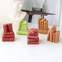 3D Book Silicone Candle Mold Artistic Style Plaster Epoxy Resin Casting Mould Bookshelf Ornament Study Decors Making Supplies - White - View 2