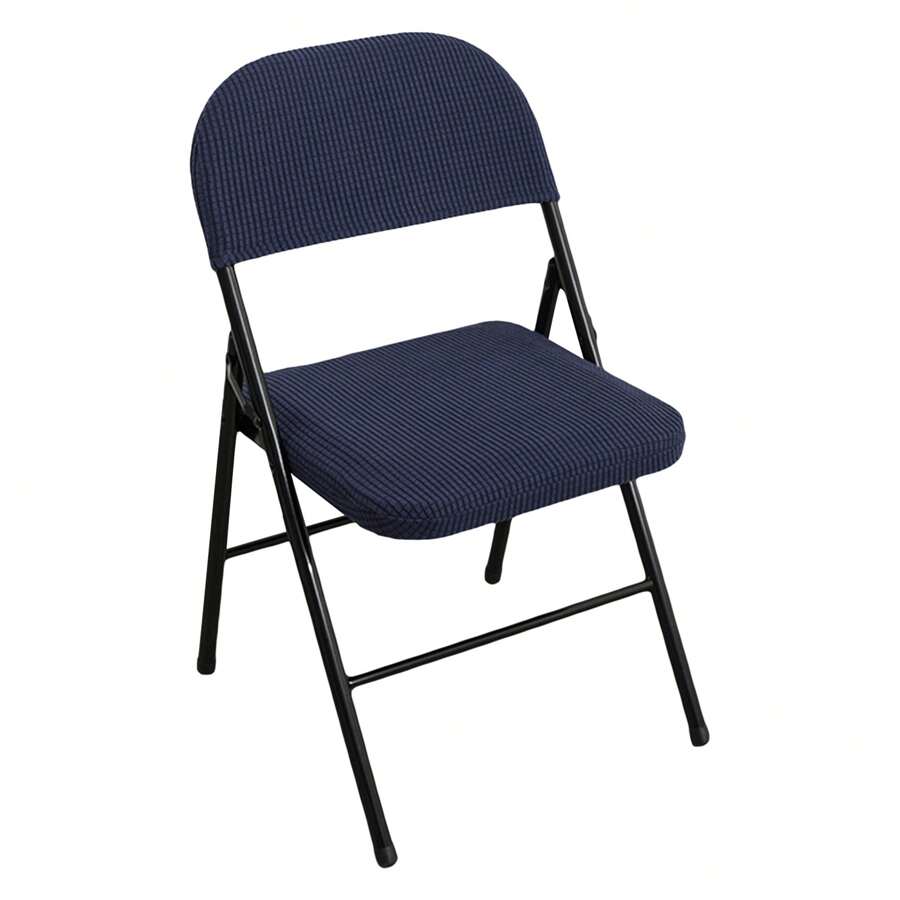 Solid Color Household Folding Chair Cover Suitable For Home Decoration Polyester Cover For Covers Wedding Party Dining Elastic Chair Covers - 深藍色 - 查看 1