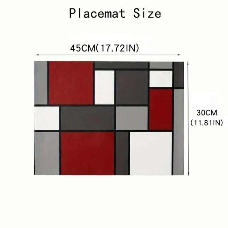 1/2/4/6/8 Pcs Luxury Placemat Set - Red Abstract Geometric Pattern Design, Table Decor Suitable For Holiday Party, Coffee Table And Home Decor, Kitchen Table And Room Decor Accessories - Multicolor - View 2
