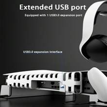 适用于 P-5 Pro/P-5 超薄控制台盘/数字 3 冷却风扇水平支架，带双控制器充电器 14 种 RGB 灯光模式和耳机支架-白色