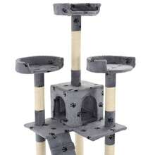 vidaXL Albero per Gatti Tiragraffi Sisal 170 cm Zampe Stampate Grigio - Grigio - Visualizzare 4