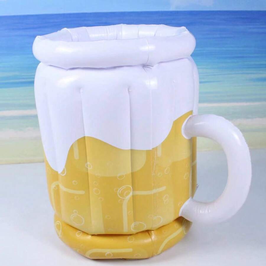 PVC Inflatable Foldable Beer-Shaped Large Capacity Drink Cooler Box With Handle, Youth Beverage Ice Bar, In-Stock Pool Cooler
