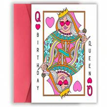 Funny Birthday Cards, Queen Of Hearts Birthday Cards, Stylish Birthday Cards With Envelopes For Mom, Girlfriend, Sister, Daughter, Unusual Things, Cute Aesthetic Items - Multicolor - View 1