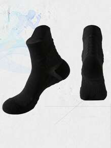 1 Đôi/4 Đôi Tất thể thao dài đến bắp chân màu trơn cho các cặp đôi, Chạy marathon, Thể dục, Đạp xe, Nhanh khô, Đáy mát-xa, Chạy bộ, Mùa thu - Nhiều màu - Xem 18