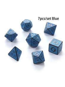 7pcs/Set Patterned Multi-Sided Dice, Numeric Dice For Tabletop Roleplaying Games, Board Games - 4/6/8/10/12/20 Sided Dice