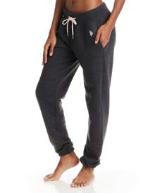 U.S. Polo Assn. Womens Sweatpants Joggers, French Terry Lounge Pants For Women - 深炭色希瑟 - 查看 1