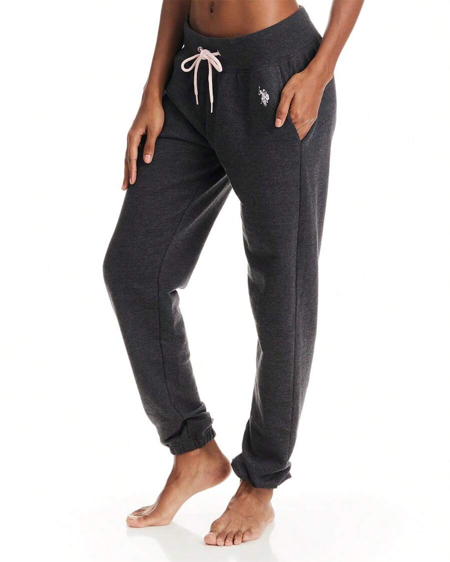 U.S. Polo Assn. Womens Sweatpants Joggers, French Terry Lounge Pants For Women - 深炭色希瑟 - 查看 1