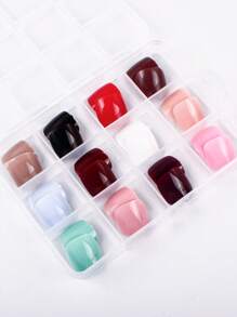 12 culori 288 buc unghii false lucioase, scurte, pătrate, acoperire completă, unghii false acrilice pentru picioare, unghii de primăvară-vară, unghii false de culoare roșu-negru pentru femei, decorațiuni pentru unghii, consumabile pentru unghii