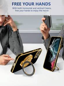 Phone Holder Case With Hidden Stand, Electroplated Anti-Drop Phone Case + Full Set Phone Case Compatible With IPhone 11/12/13/14/15/16 Pro Max, S25/S22/S23/S24+ U, A01234/54321/M12345/54321, Redmi Note 14/13/12/11 Pro 1C/A3 Etc. Waterproof Shockproof Scratch Resistant