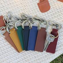 Customized Name Text Keychain, Personalized Leather Keychain, Wedding Anniversary Gift Engraved Leather Keychain Pendant, Holiday Gift, Send To Friends, Send To Lovers - Multicolor - View 3