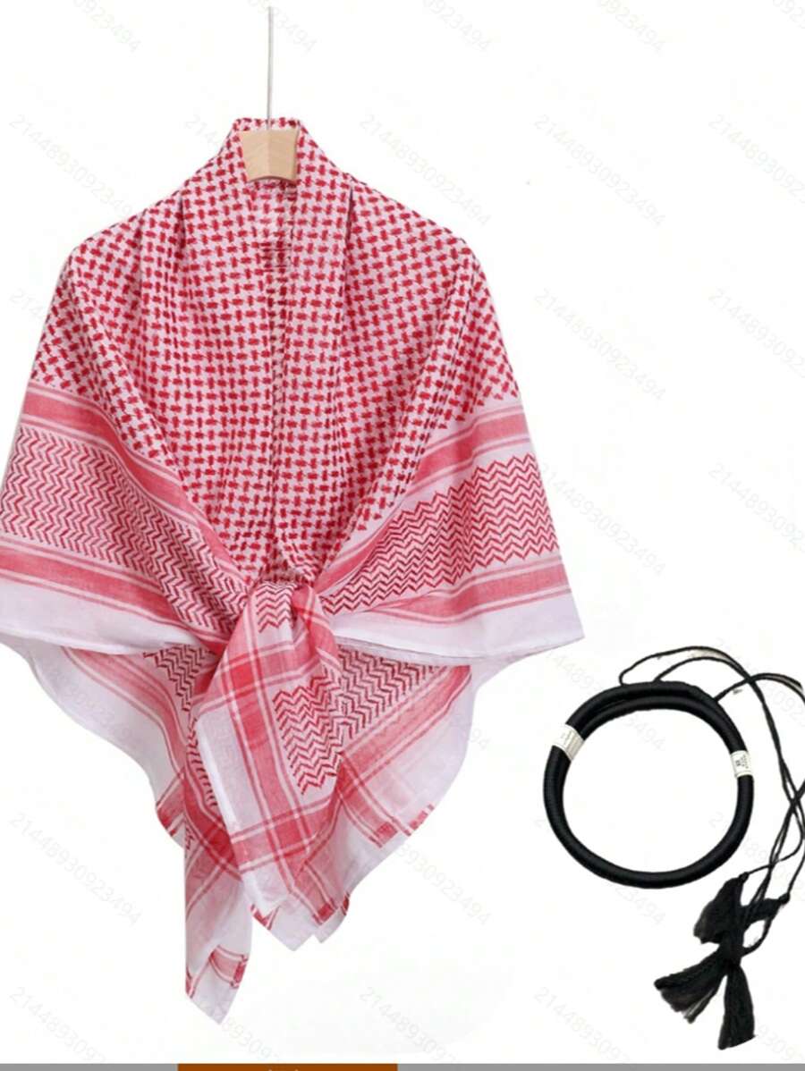 阿拉伯头巾 沙漠头巾 围巾 披肩 阿拉伯围巾 头饰 带阿加尔绳