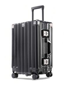 一個黑色20寸帶鋁製框架手提行李箱,ABC 硬殼行李箱，帶萬向輪和 TSA 鎖,, 帶鋁製框架手提行李箱,ABC 硬殼行李箱，帶萬向輪和 TSA 鎖,, 帶鋁製框架手提行李箱,ABC 硬殼行李箱，帶萬向輪和 TSA 鎖,, 帶鋁製框架手提行李箱,ABC 硬殼行李箱，帶萬向輪和 TSA 鎖,, 帶鋁製框架手提行李箱,ABC 硬殼後備箱，旅行必需品，短期旅行，公差出行，甜蜜旅行，日常通勤，返學回校-大容量時尚結實耐磨靜音箱 - 黑色 - 查看 1