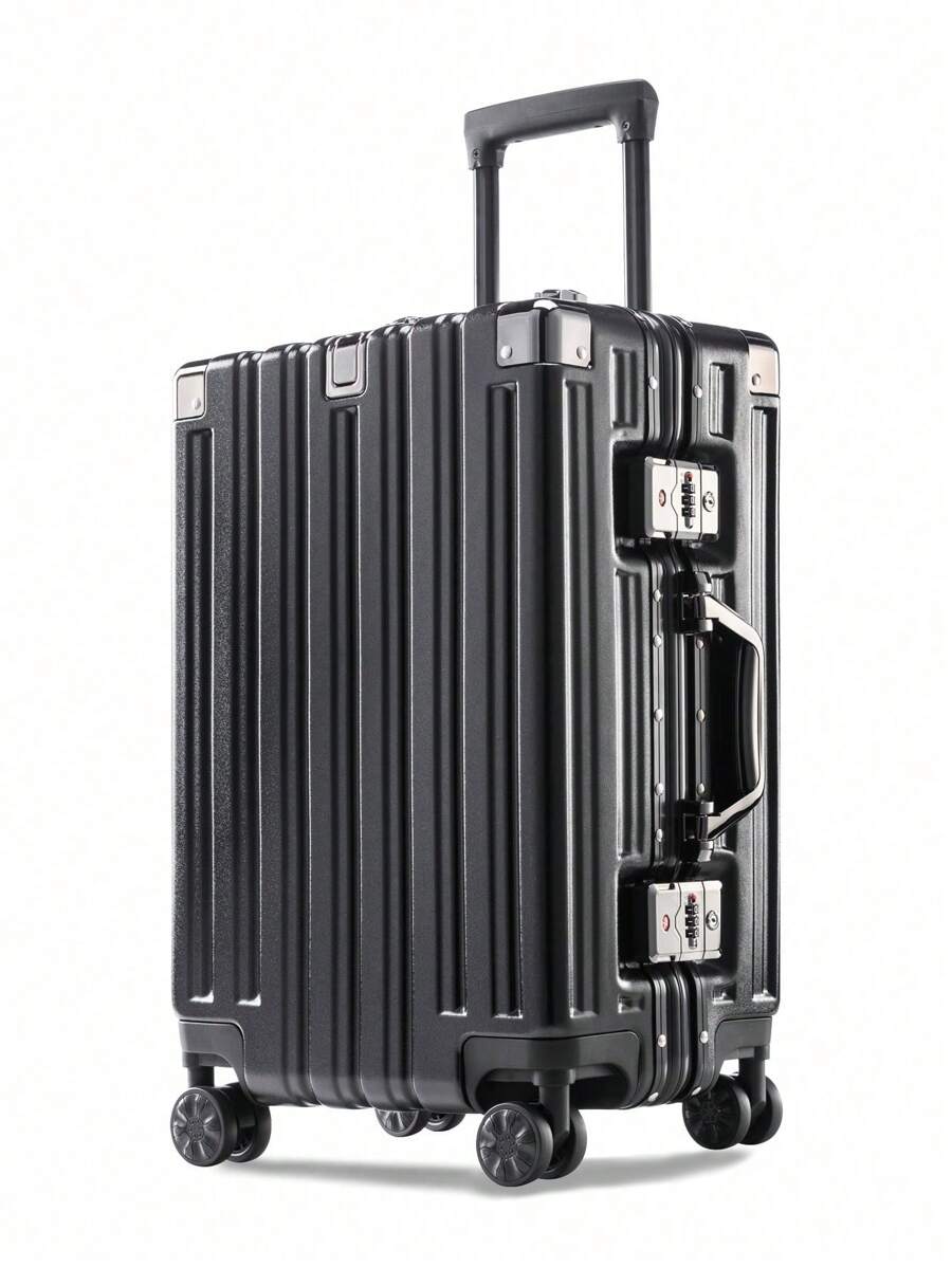 一個黑色20寸帶鋁製框架手提行李箱,ABC 硬殼行李箱，帶萬向輪和 TSA 鎖,, 帶鋁製框架手提行李箱,ABC 硬殼行李箱，帶萬向輪和 TSA 鎖,, 帶鋁製框架手提行李箱,ABC 硬殼行李箱，帶萬向輪和 TSA 鎖,, 帶鋁製框架手提行李箱,ABC 硬殼行李箱，帶萬向輪和 TSA 鎖,, 帶鋁製框架手提行李箱,ABC 硬殼後備箱，旅行必需品，短期旅行，公差出行，甜蜜旅行，日常通勤，返學回校-大容量時尚結實耐磨靜音箱 - 黑色 - 查看 1