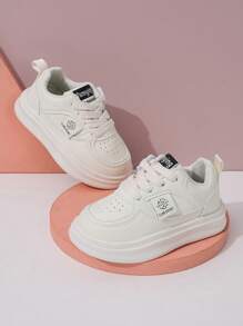 1 Pair Baby Canvas Lace-Up Sneakers, Fashionable Sports Casual Flat Shoes For Spring/Autumn