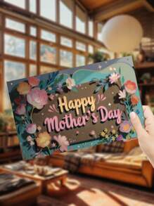 1 pieza Regalo clásico y minimalista para el Día de la Madre, con diseño de elementos florales, impresión plana de alta definición 2D, hecho de madera de alta calidad, decoración colgante de pared, decoración del hogar, decoración de cartel, decoración versátil de pared, decoración de entrada, uso versátil