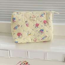 Bolsa de maquillaje suave con cremallera con diseño de ratón lindo, estuche de cosméticos con diseño de dibujos animados pintado a mano para uso en el hogar, viajes y exteriores