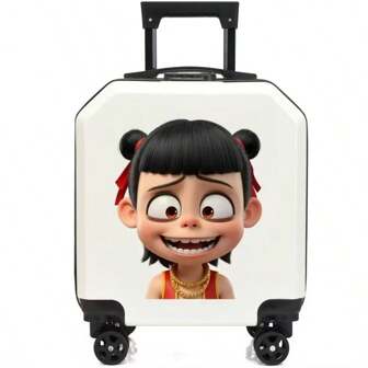 1pc Large Capacity Foldable Solid Color Travel Bag, Handheld Carry-On Case, Suitcase, Suitable For & Cartoon Nezha Design Bag For School School Accessories School Stuff