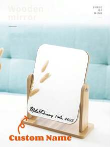 1 Peça Espelho Compacto de Madeira Giratório para Maquiagem com Nome Personalizado, Data e Mensagem Gravada, Presente Pensativo e Prático para Estudantes, Casais, Aniversários, Inauguração da Casa e Mais, Multifuncional, Ornamental, Letra, Cor Sólida, Requintado, Estiloso, Vintage, Moderno, Colorido, Lazer, Básico, Casual, Suave, Único, Personalizado, Personalizado, Personalizado, Presentes Ideais para Ela, Namorada, Ela, Avós, Família, Namorado, Amigos
