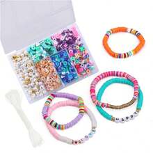 1750pcs Polymer Clay Bead Bracelet Making Kit, Spacer Flat Round Polymer Clay Beads For Jewelry Making, DIY Handmade Beaded Necklace Earrings Charm Pendant - Soft Clay Bead Set - View 4