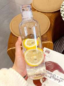 1pc Time Scale Water Bottle, Ins Style High-Desity Beverage/Juice Cup, Large Transparent Portable Minimalist Internet Celebrity Water Bottle