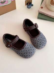 1 双全新波尔卡圆点软底公主鞋，舒适透气婴儿鞋 - 灰色 - 查看 2