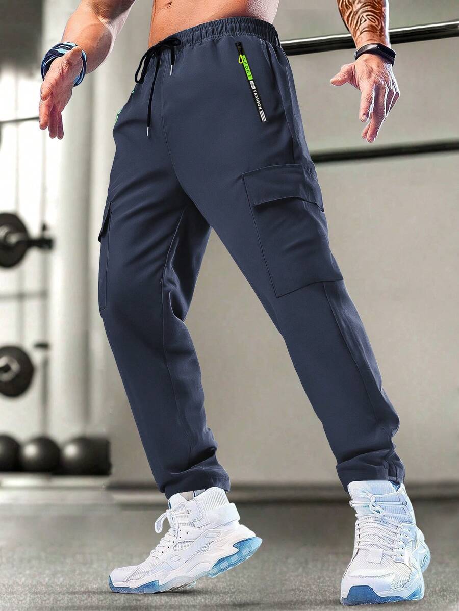 Quần Cargo Thể Thao Thường Ngày Cho Nam Có Khóa Kéo, Túi Khóa Kéo In, Túi Tiện Dụng, Nhẹ Và Phù Hợp Cho Mùa Xuân & Mùa Hè, Phù Hợp Cho Chạy Bộ Và Tập Luyện Ngoài Trời