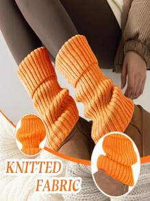 Women's Orange Leg Warmers, Neon Ribbed Leg Warmers, 80s/90s Party, Sports, Yoga, Y2K Style Fashion Accessory, Comfortable & Warm - Multicolor - View 4