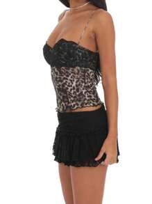 Curve-Hugging Slim And Tall Leopard Print Lace Chest Ladies Summer Suspenders - Mixed Colors - View 4